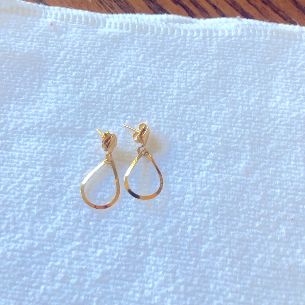 Gold stud drop earrings